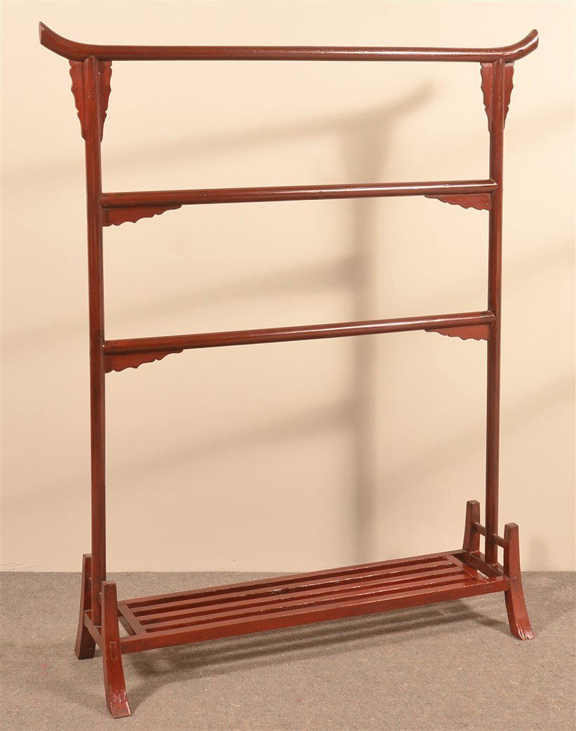 Antique Chinese Red Painted Clothes Rack. (1 of 2)