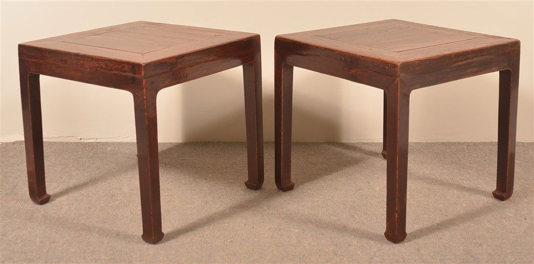 Pair of Antique Chinese Elmwood End Tables. (1 of 3)