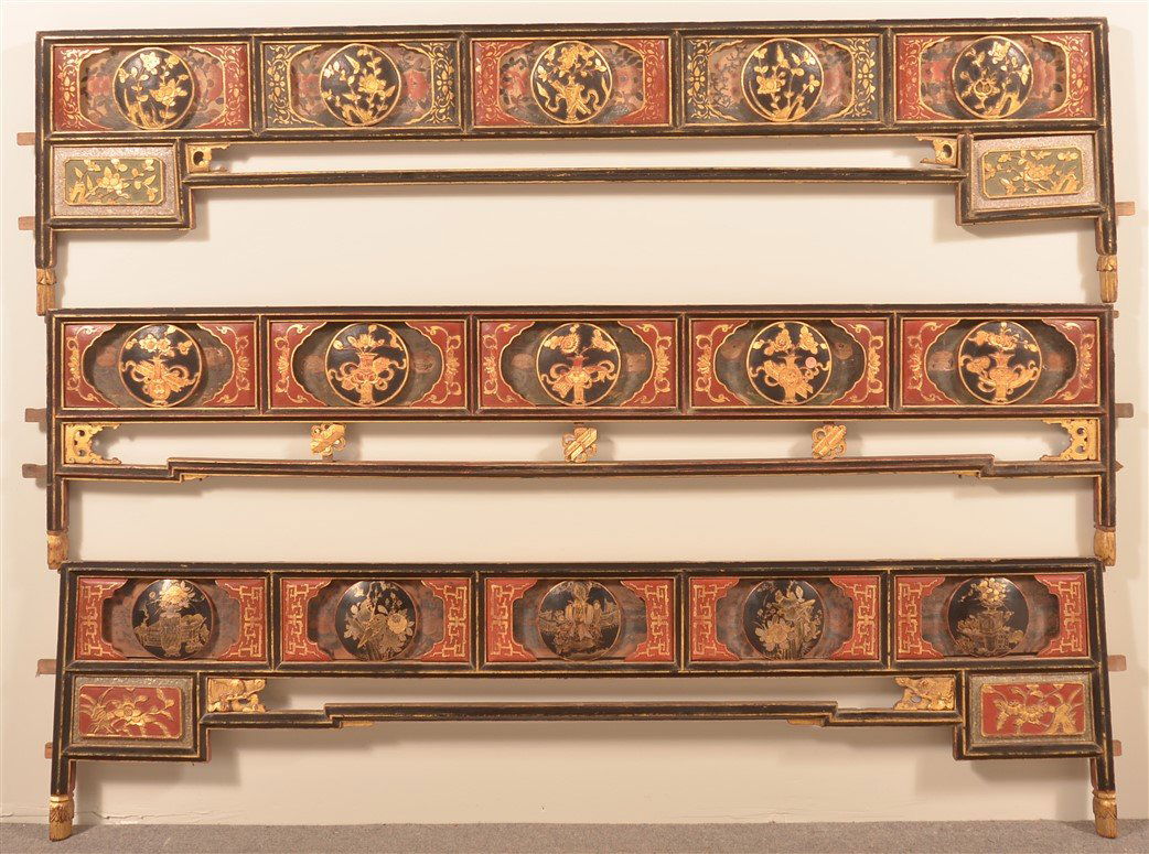 Three Antique Chinese Lacquered Bed Testers. (1 of 6)