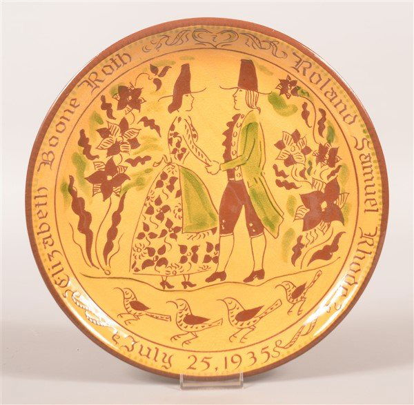 Oley Valley Pottery Redware Wedding Plate. (1 of 1)