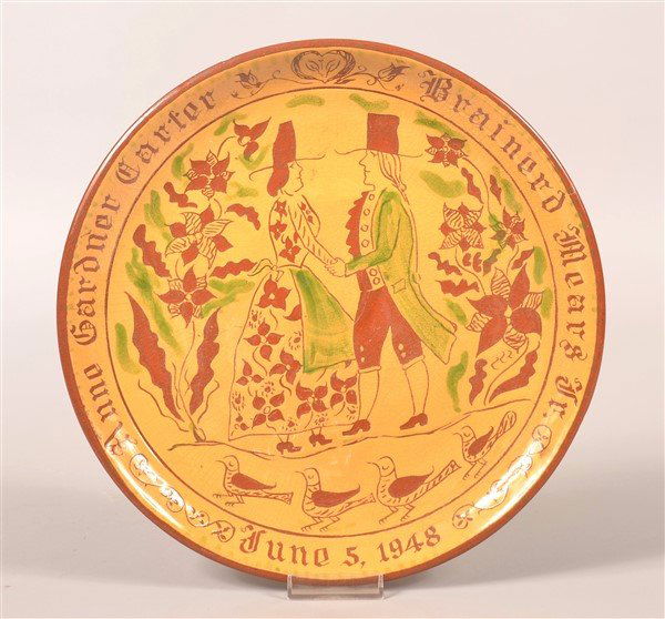 Oley Valley Pottery Redware Wedding Plate. (1 of 1)