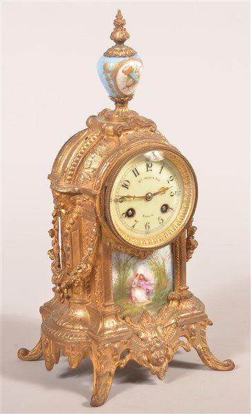 Antique French Shelf Clock Retailed by Wm. Wise & Son. (1 of 8)