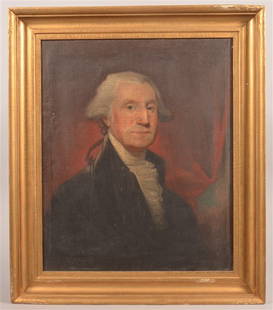 Jacob Eichholtz Oil Portrait of George Washington.: Rare and Important Jacob Eichholtz Oil on Canvas Portrait Painting of George Washington. Original and untouched. Unsigned. (Lancaster and Philadelphia, Pennsylvania, 1776-1842). So called Stuart's Vau