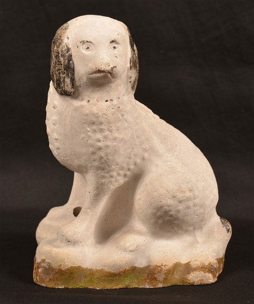 Pennsylvania 19th Century Chalkware Seated Dog. (1 of 3)