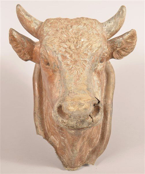 Antique Cast Zinc Cow Head Trade Stimulator. (1 of 5)