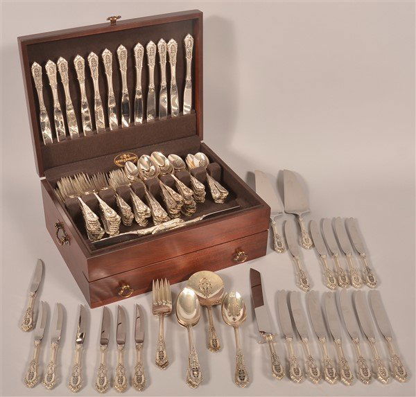 196 Pcs. of Wallace Rose Point Pattern Sterling (1 of 5)