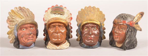 Four Indian Bust Still Banks. (1 of 3)