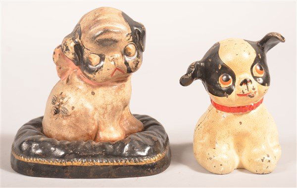 Two Cast Iron Hubley Dog Still Banks. (1 of 3)
