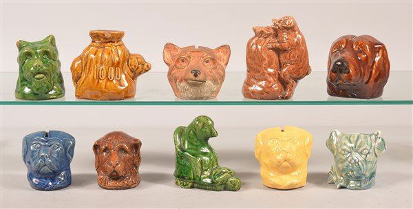 Ten Ceramic and Pottery Animal Bust Still Banks. (1 of 3)