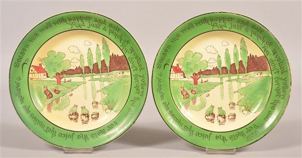 Two Frog and Rabbit Transfer Decorated Plates. (1 of 1)