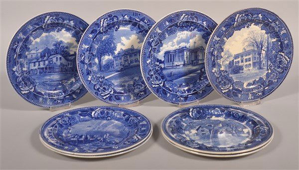 8 Wedgwood Blue Transfer Historic Views Plates. (1 of 2)