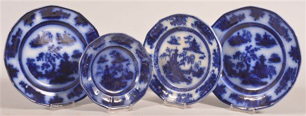 4 Various Flow Blue China Plates. (1 of 2)