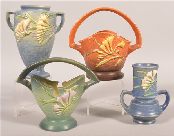 Four Pieces Of "Freesia" Roseville Art Pottery. (1 of 3)