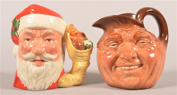 Two Large Royal Doulton Character Mugs.: Two Large Royal Doulton Character Mugs; Santa Claus and John Barleycorn Old Lad.7"-7-1/2"h. Condition: Very Good.