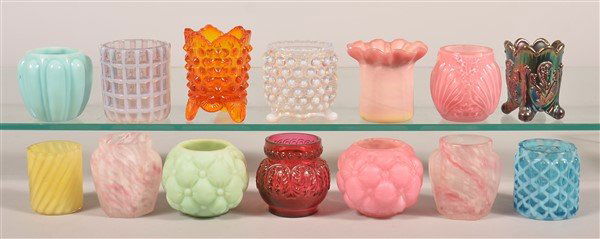 14 Various Art Glass Toothpick Holders. (1 of 1)