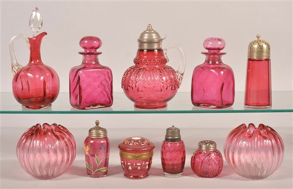 11 Various Pieces of Cranberry Victorian Art Glass. (1 of 1)