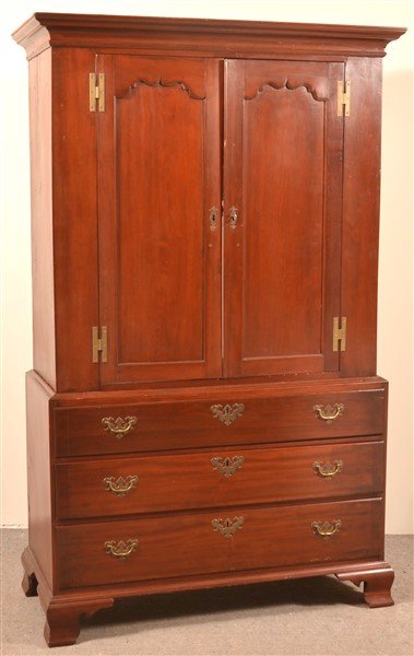 American Chippendale Cherry Linen Press. (1 of 4)