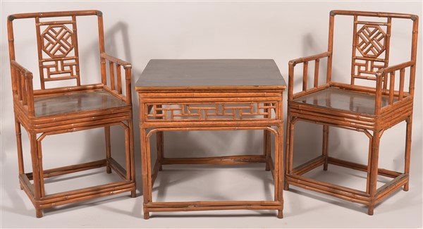 Vintage Three Piece Bamboo Chair and Table Set. (1 of 2)