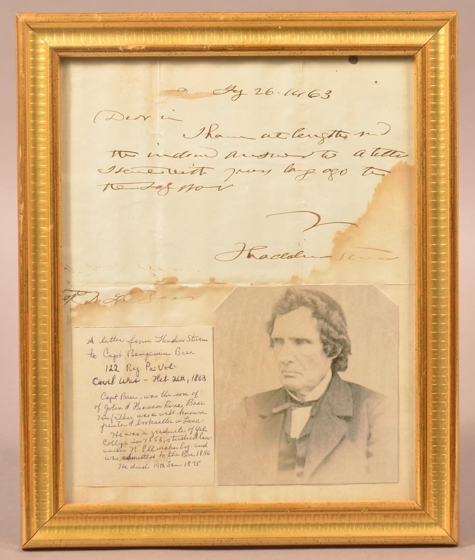 Thaddeus Stevens Autograph Letter 1863 (1 of 3)