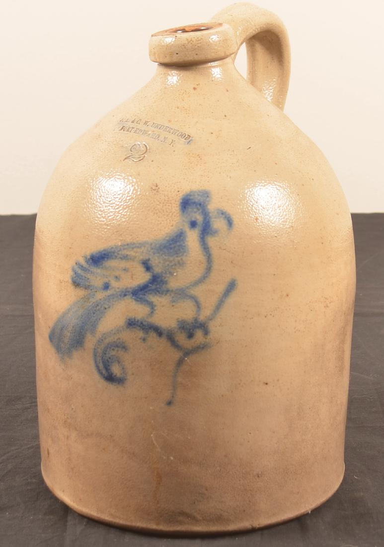 Underwood 2 Gallon Stoneware Jug with Bird. (1 of 3)
