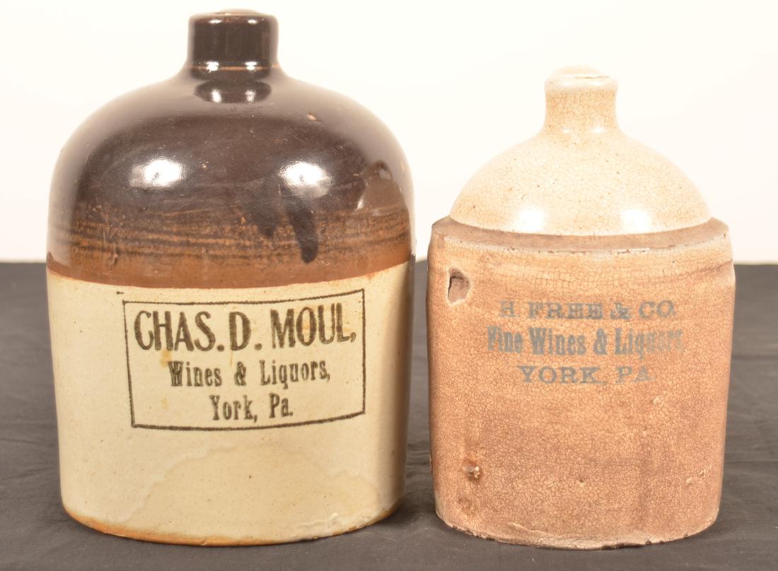 Two York, PA Stoneware Advertising Jugs. (1 of 2)