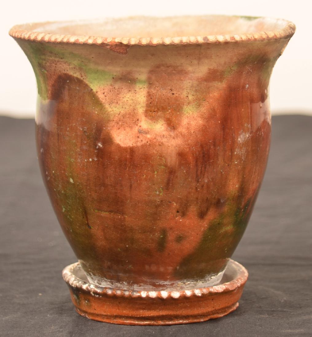 Shenandoah Valley Glazed redware Flower Pot. (1 of 2)