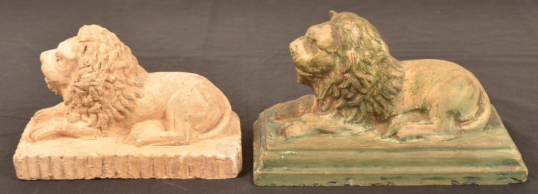 2 19th century Ohio Sewer Tile Reclining Lions. (1 of 4)