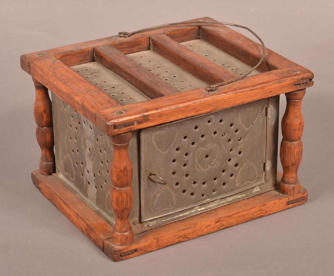 Pennsylvania 19th Century Punched tin Foot Warmer. (1 of 2)