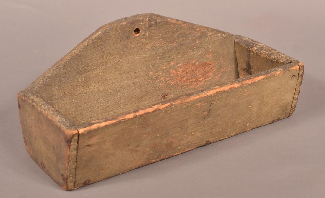 Softwood Wall Box with Gray/Green Paint. (1 of 2)