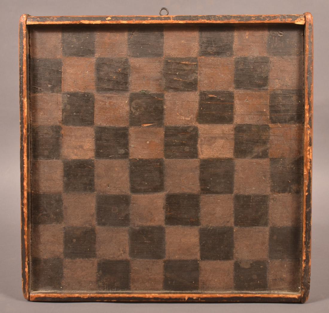 Antique Paint Decorated Pine Game Board. (1 of 3)