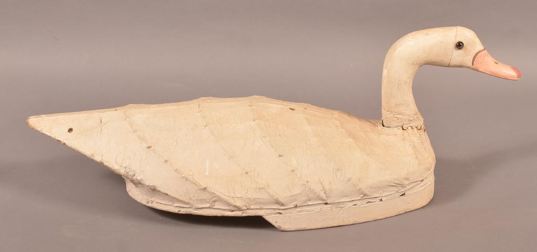 Vintage Wood & Canvas Snow Goose Decoy.