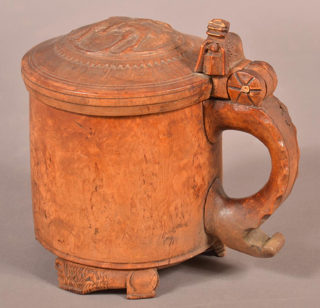 Continental 19th C. Carved Burlwood Tankard. (1 of 7)