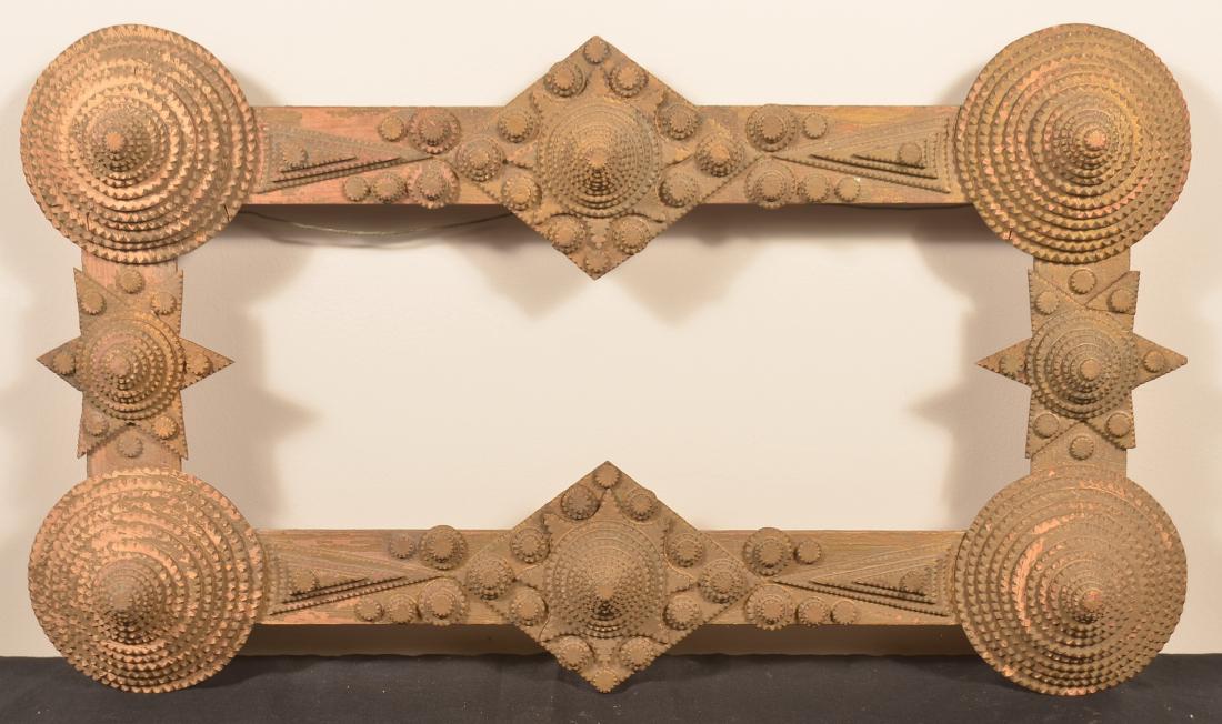 Ornate Antique Tramp Art Picture Frame. (1 of 2)