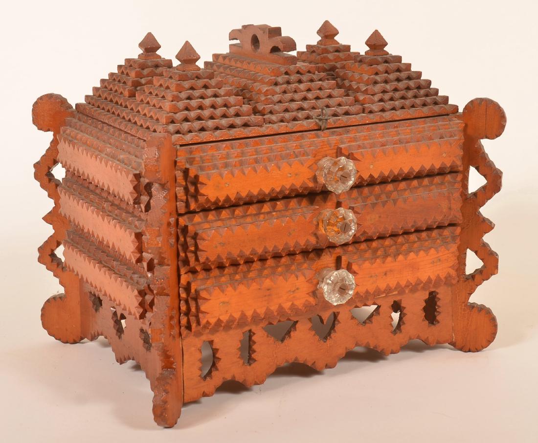 Antique Tramp Art Miniature Chest. (1 of 4)