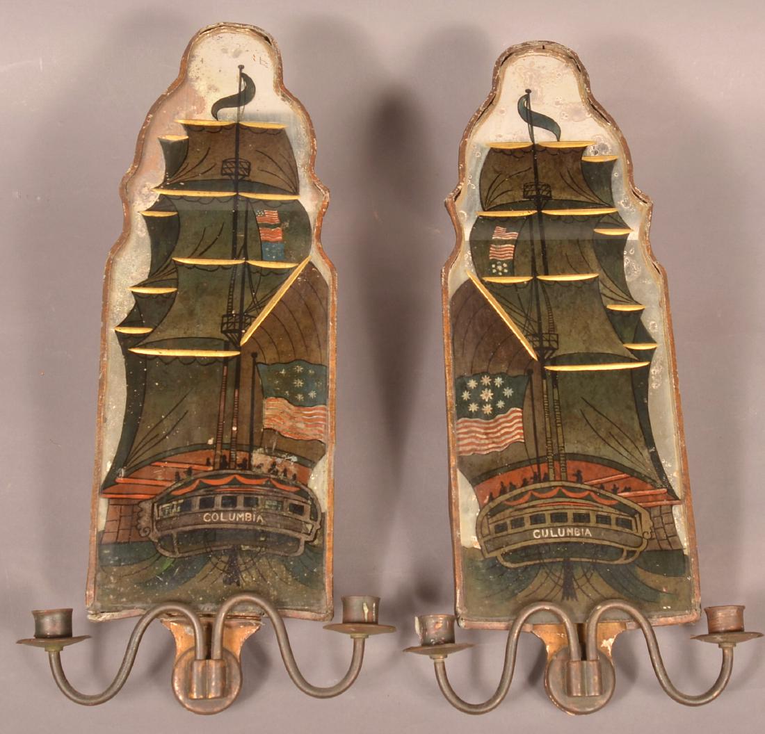 19th Century Reverse Painted Candle Sconces. (1 of 5)