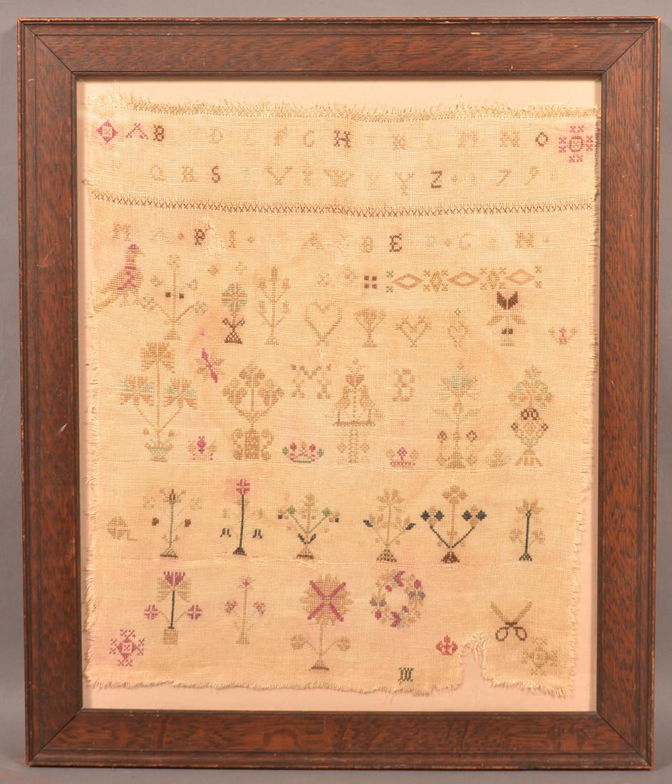 Berks Co., PA Needlework Sampler Dated 1790. (1 of 4)