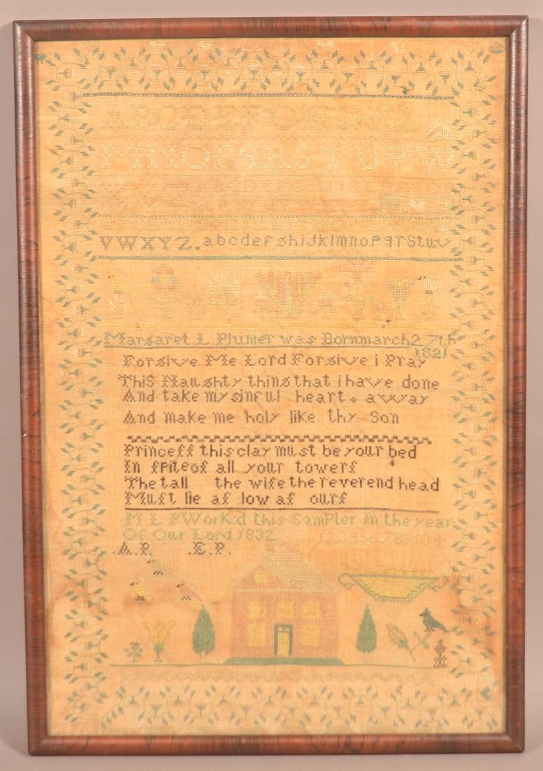 Margaret L. Plumer 1832 Needlework Sampler. (1 of 4)