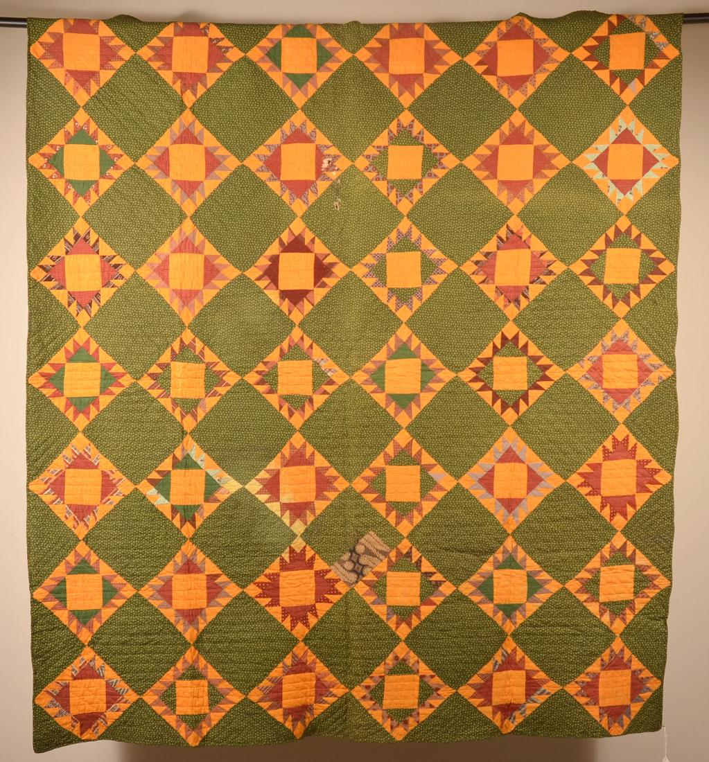 Antique Block Pattern Patchwork Quilt. (1 of 4)