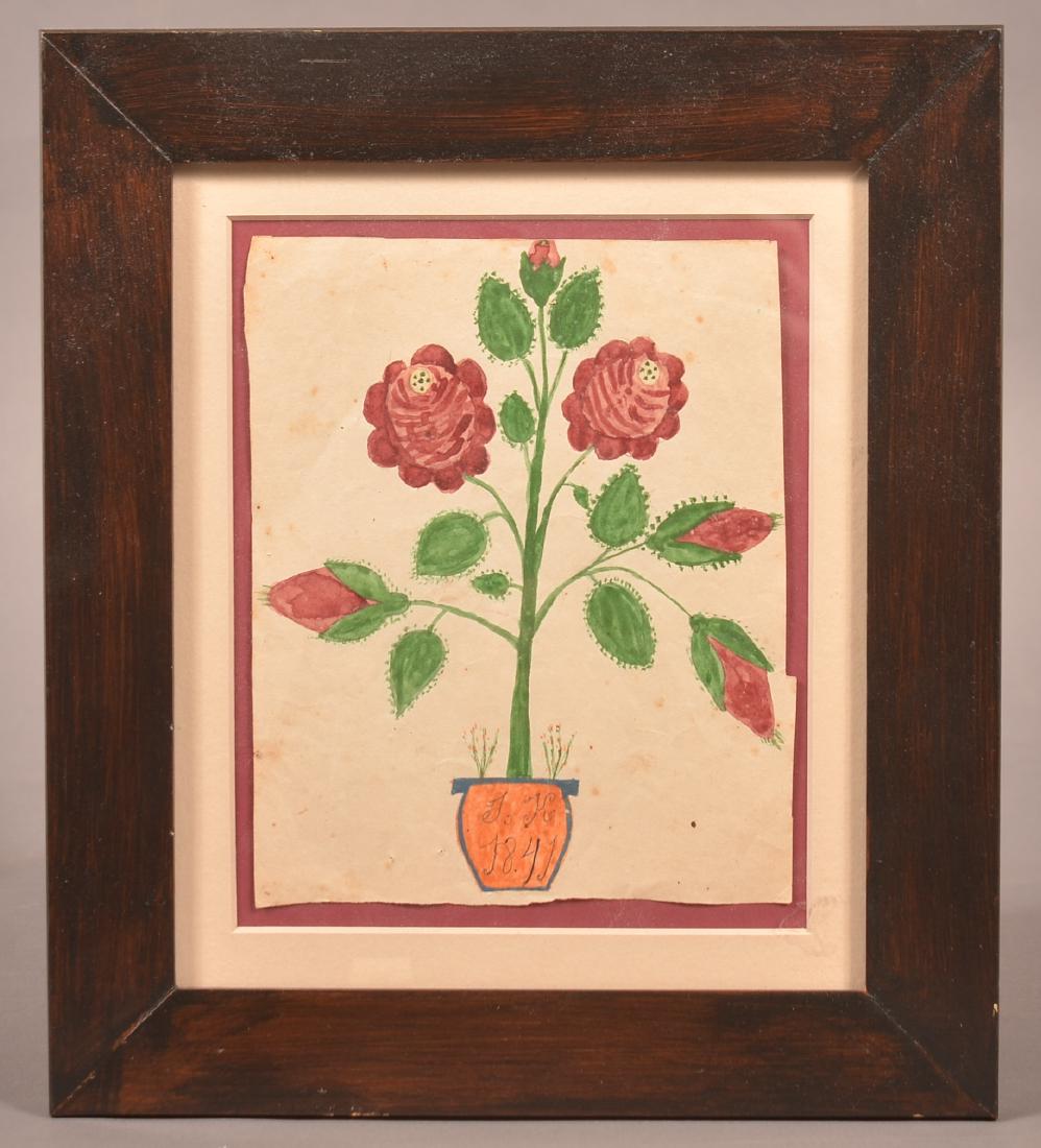 Watercolor Fraktur attributed to Jonas Kriebel. (1 of 4)