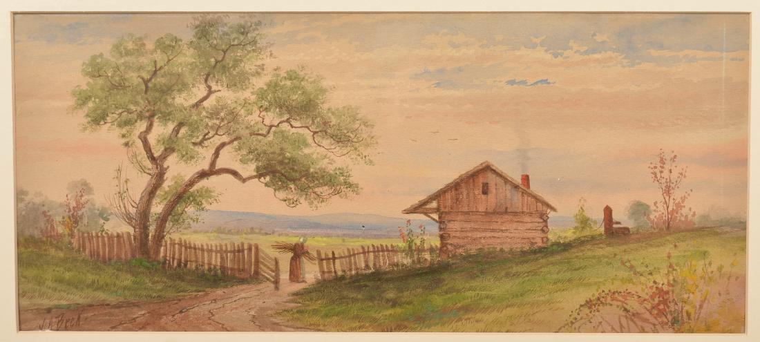 J.A. Beck Watercolor on Paper Landscape. (1 of 3)