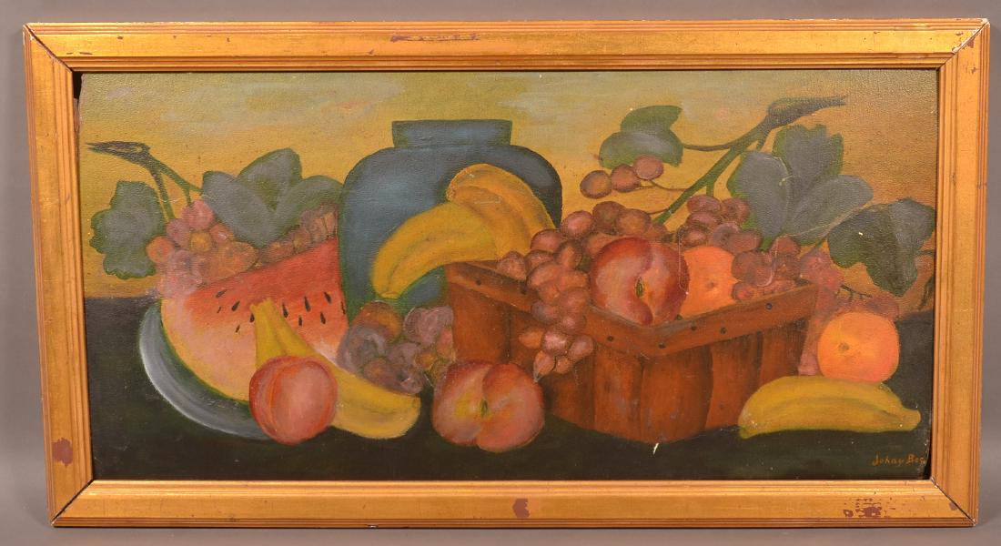 Two American Primitive Fruit Still life Paintings. (1 of 7)
