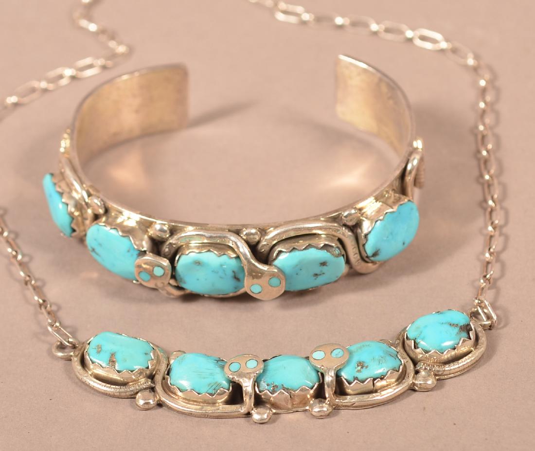 Zuni Silver/Turquoise Snake Bracelet & Necklace. (1 of 7)