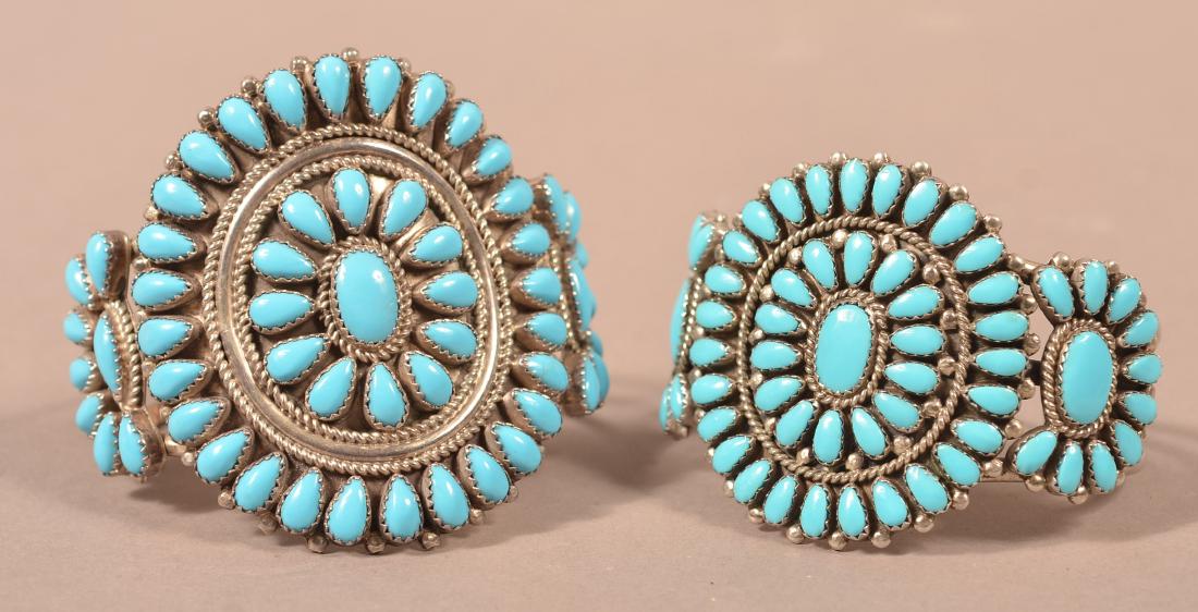 2 Native American Silver & Turquoise Bracelets. (1 of 6)