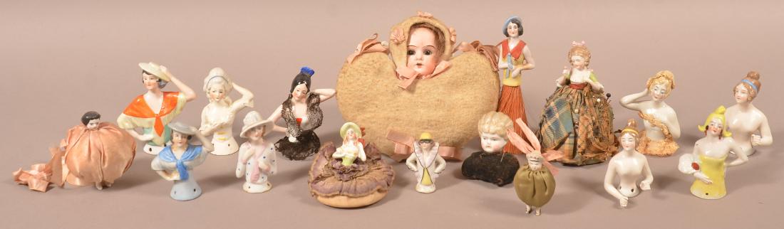 Lot of 17 Vintage China Pin Cushion Dolls. (1 of 1)