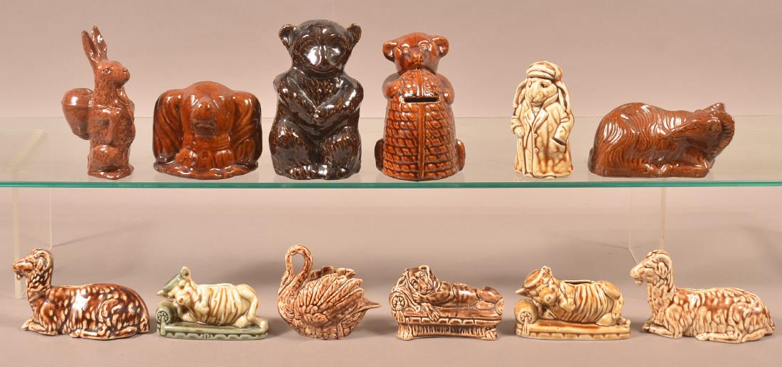 12 Glazed Ceramic & Pottery Animal Still Banks. (1 of 2)