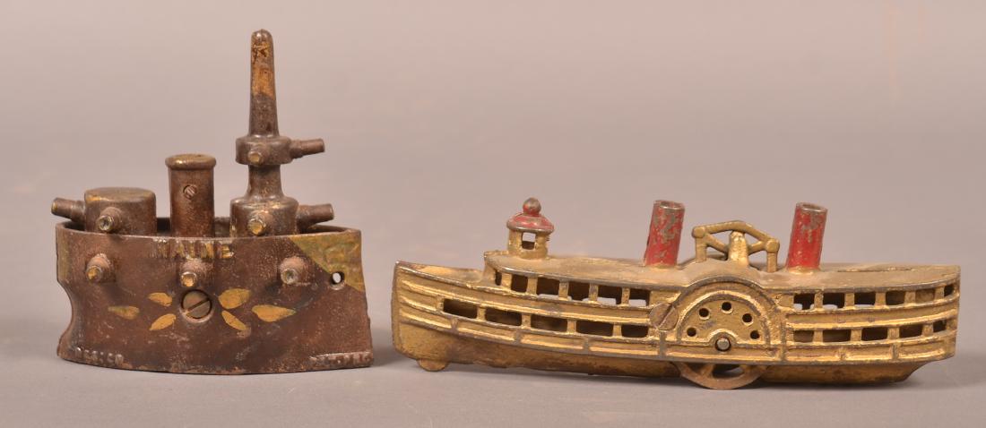 Two Boat Form Cast Iron Banks. (1 of 3)