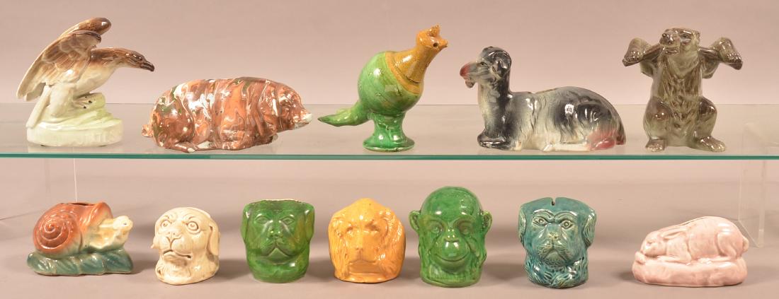 12 Glazed Ceramic & Pottery Animal Still Banks. (1 of 2)