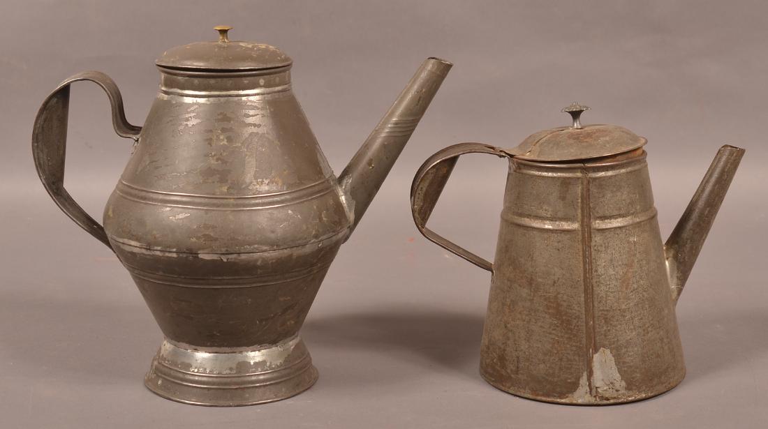 Two Antique Tin Coffee Pots. (1 of 2)