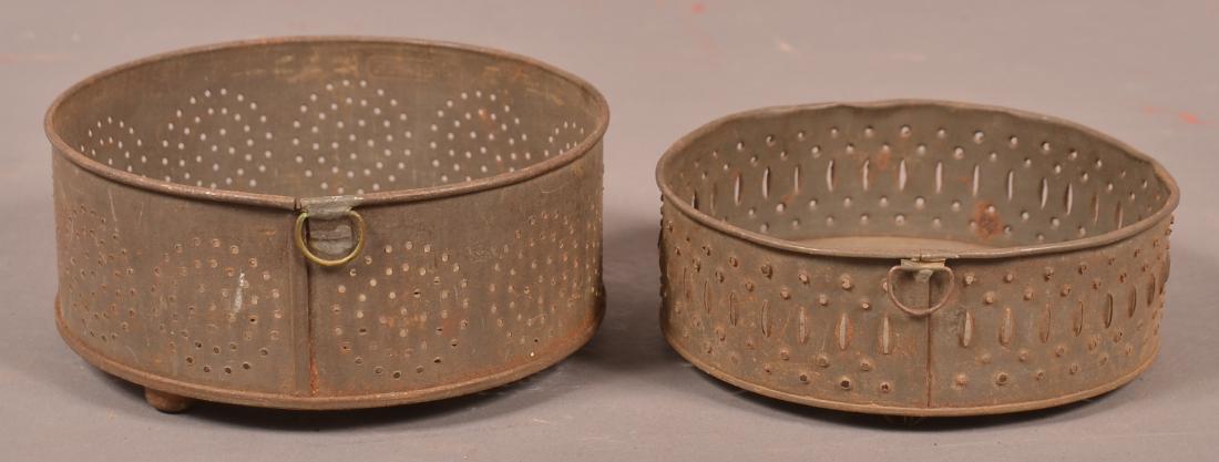 2 19th Century Tin Circular Form Cheese Molds. (1 of 2)