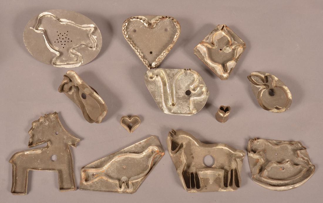 Twelve 19th Century Tin Figural Cookie Cutters. (1 of 2)